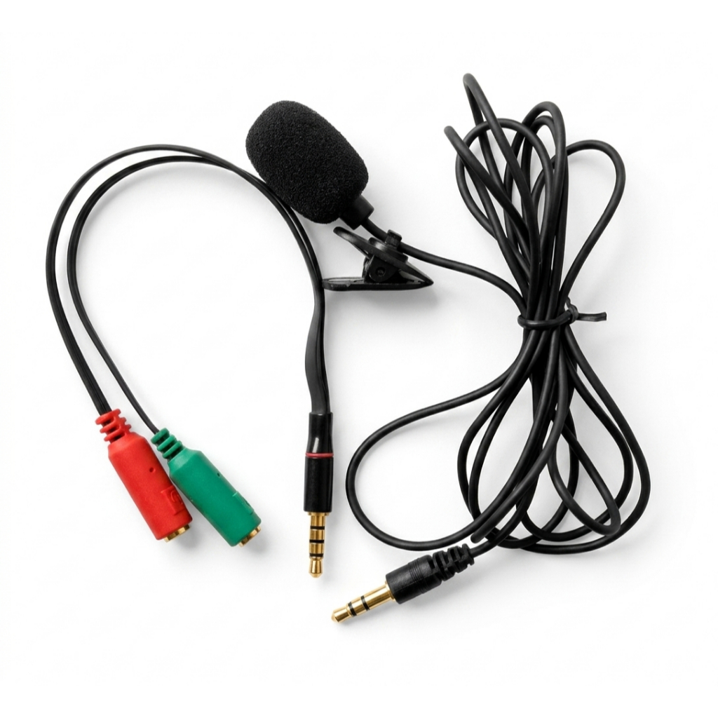 Kit Microfone de Lapela P2 + cabo conector macho P3 Profissional