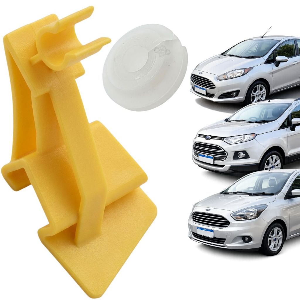 Kit 02 Grampo Presilha De Fixação Vareta do Capo Para Ford New Ka Ecosport e Fiesta