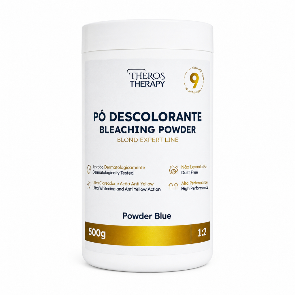 Pó Descolorante Clareador ultra rápido Theros therapy Dust Free Ação Anti Yellow - cor azul