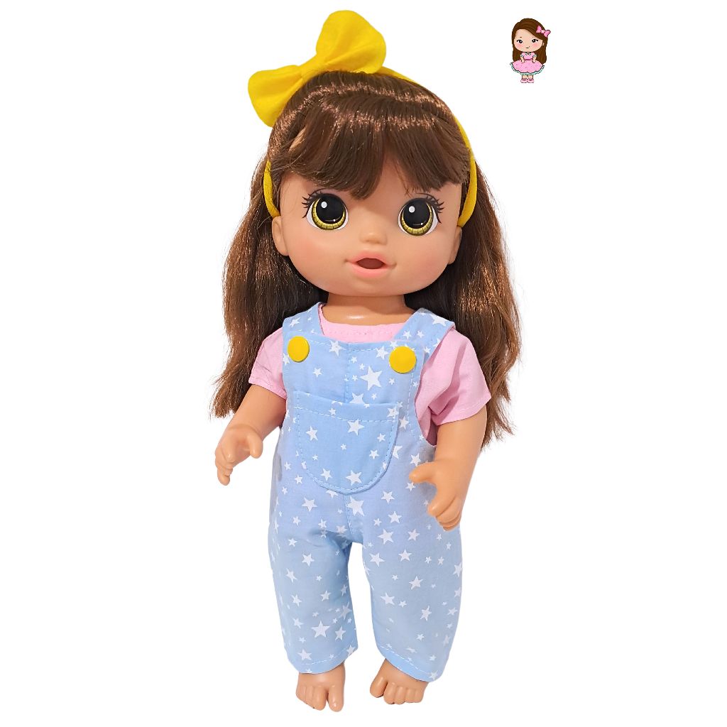 Roupa Baby Alive - Conjunto 3 peças Jardineira - Baby Alive de 31cm de altura