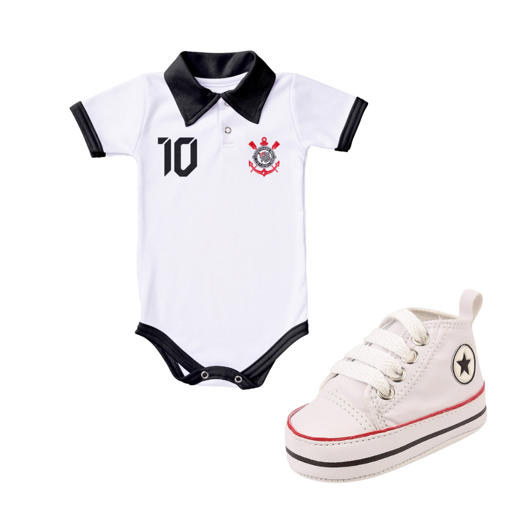 Kit 2 Peças Body Corinthians Torcida Baby Oficial e Tênis Star Cano Alto 71803