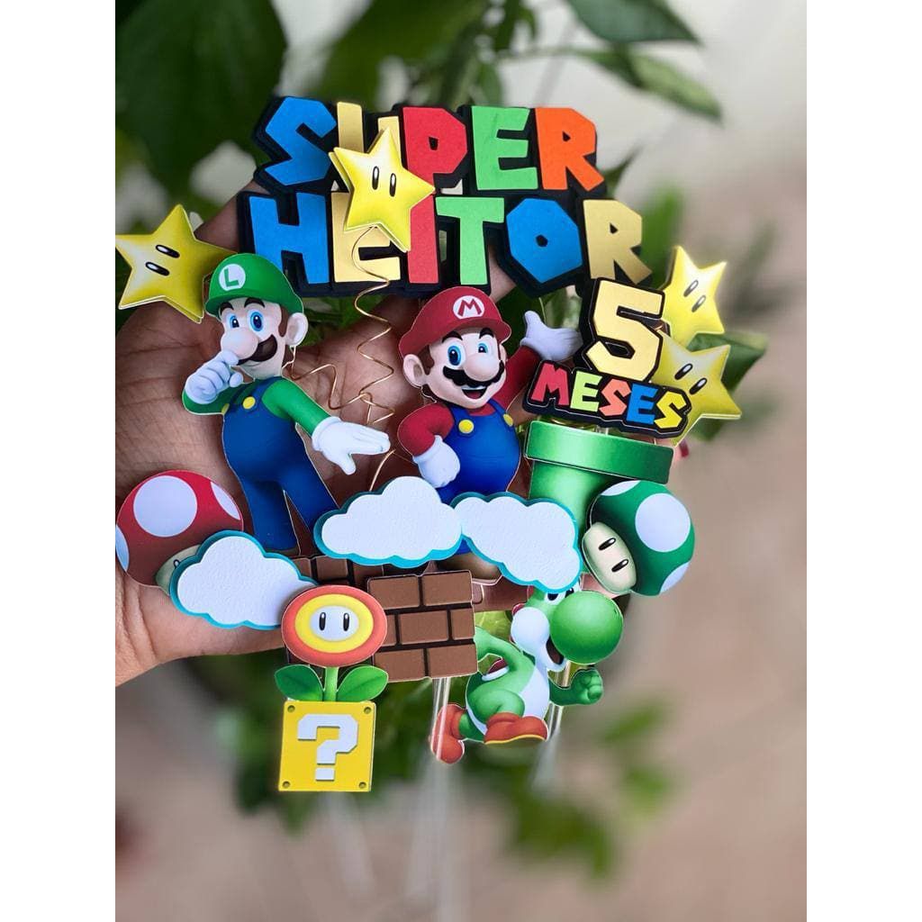 Topo de bolo topper 3D personalizado Super Mario | Topper | Cake Topper | Festa infantil