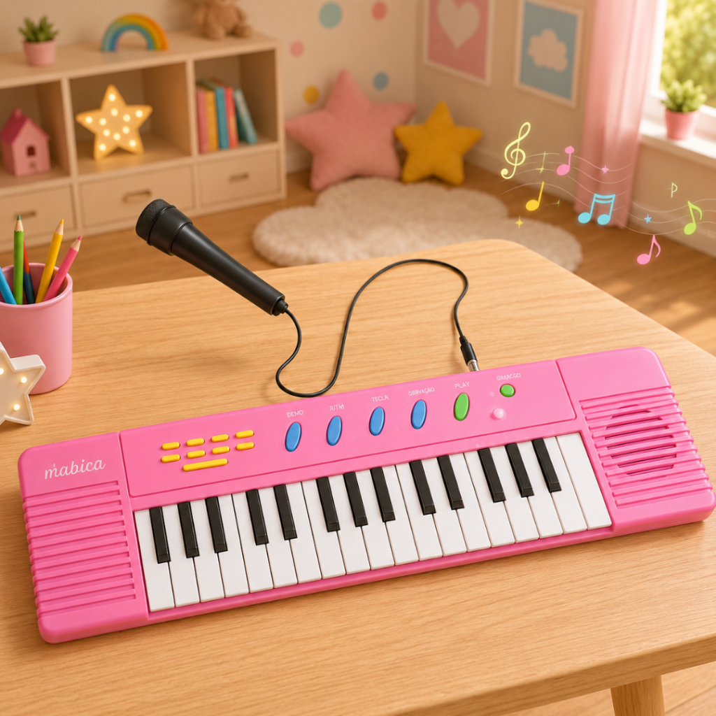 Brinquedo Piano Teclado Eletrônico 32 Teclas Infantil Musical Com Microfone