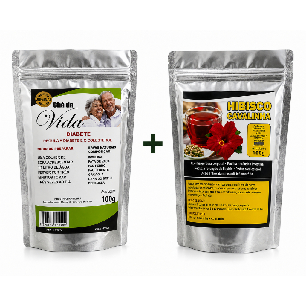 Kit Chá Natural Vida 100g + Hibisco com Cavalinha