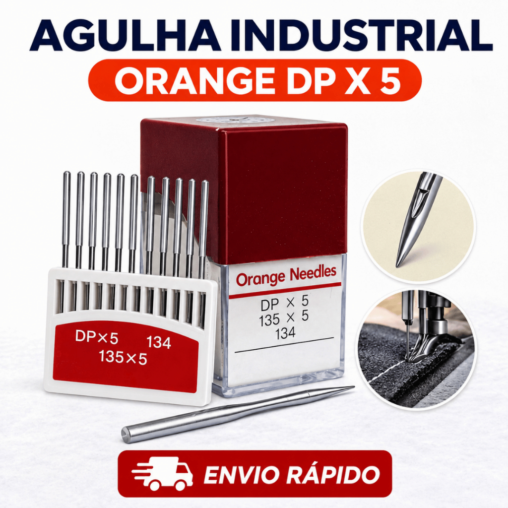 Agulha Industrial Orange DPx5 - Para Máquina de Costura Reta | Alta Precisão e Durabilidade