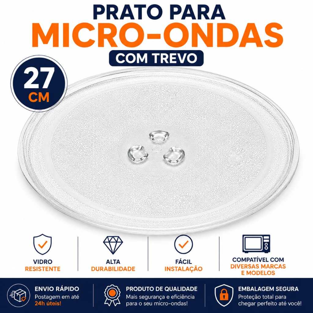 PRATO PARA MICRO-ONDAS 27CM COM ENCAIXE TREVO