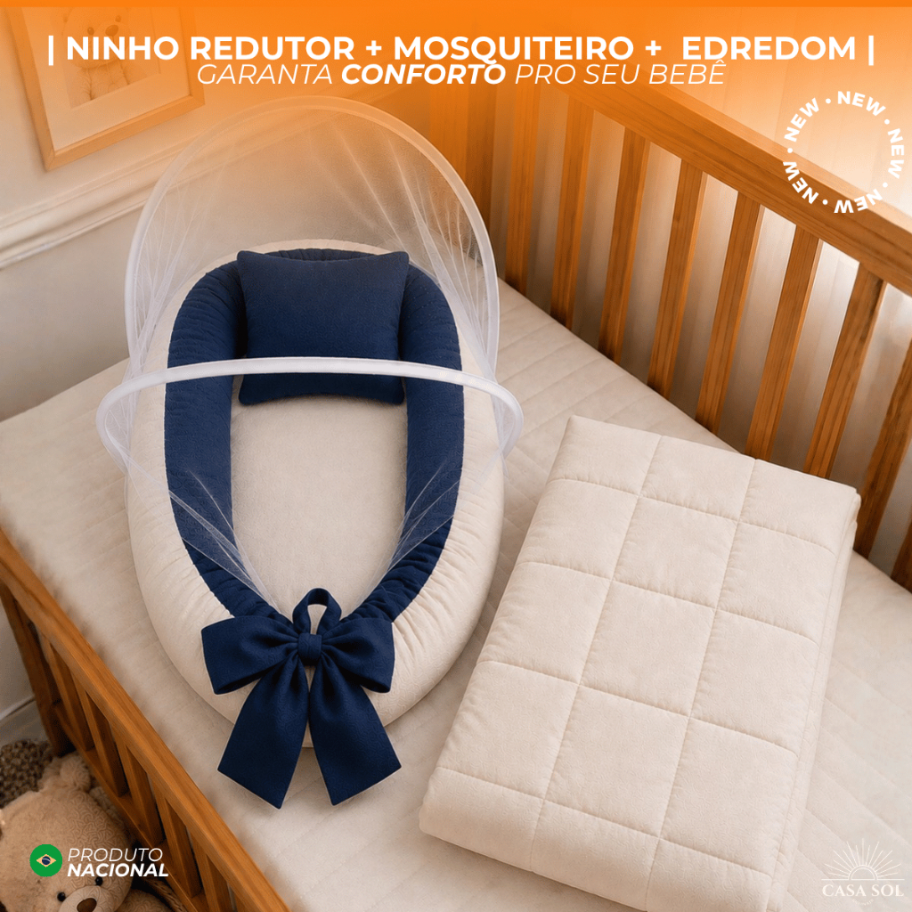 KIT BEBE INVERNO | NINHO REDUTR | MOSQUITEIRO PROTETOR | EDREDOM COBERTOR DE BEBE MATELADO |
