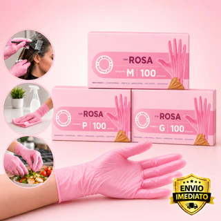 Luva Rosa Newflex Sem Pó com 100 Unidades Tamanho P M G | Descartável | Envio Imediato