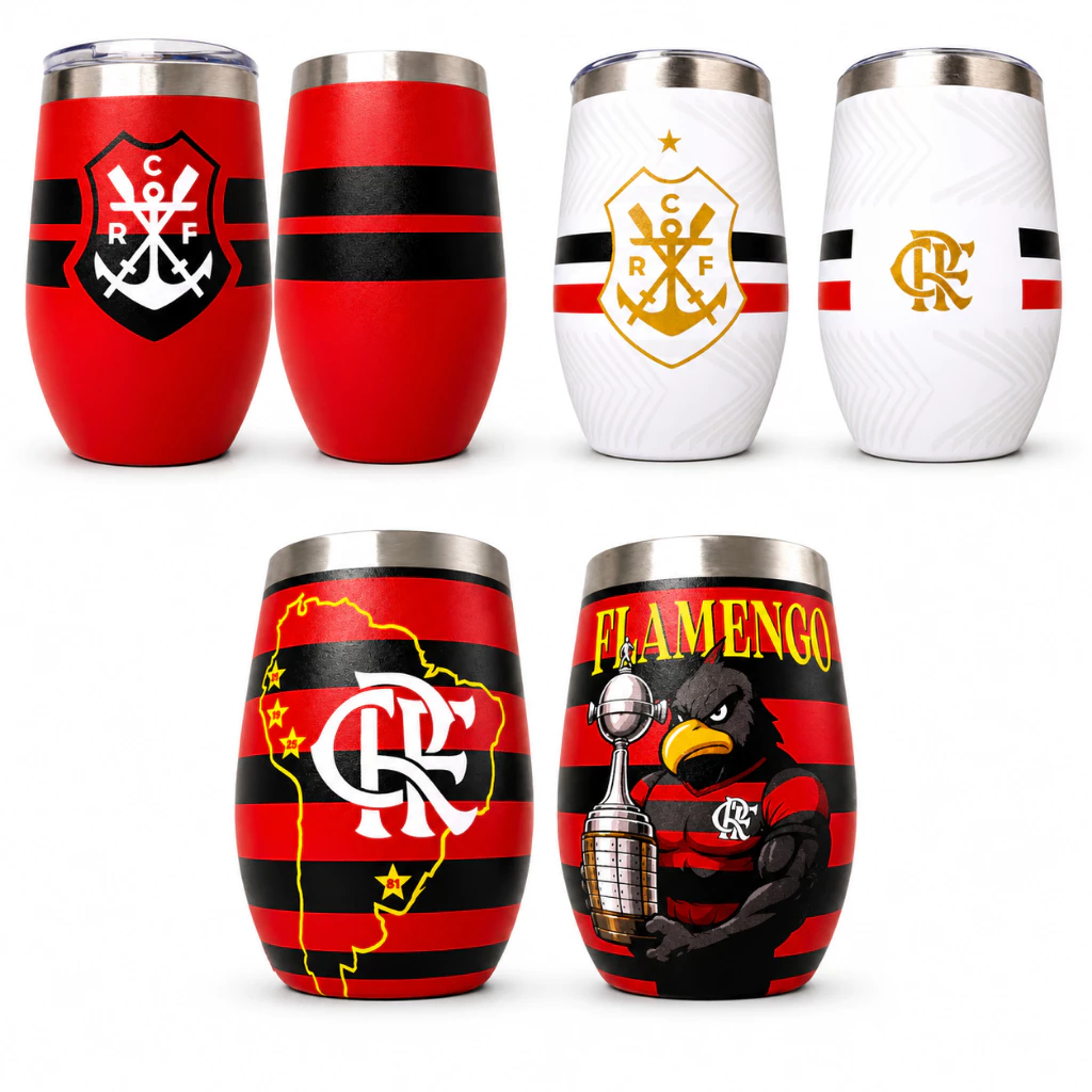 Copo Térmico Cuia com Tampa Estampa Futebol Times 360 HD 350ml — imagem 1