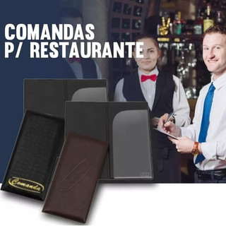 Porta Comanda Para Restaurantes Pedidos Mesa Bar Conta Garçon Luxo em courvin preto
