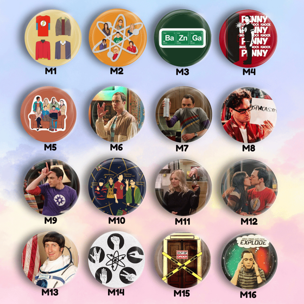 Botton The Big Bang Theory (5 unidades) 4,4cm  | Bazinga | Sheldon Cooper | Caltech