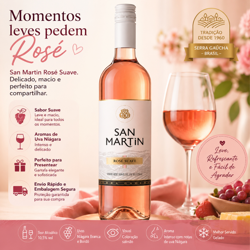 Vinho San Martin Rose Suave Leve e Macio 750ml