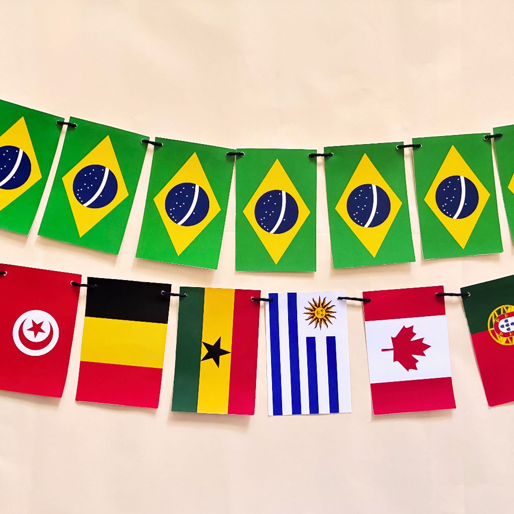 Bandeirinhas Copa do mundo e do Brasil (varal de 2,50 m cada)
