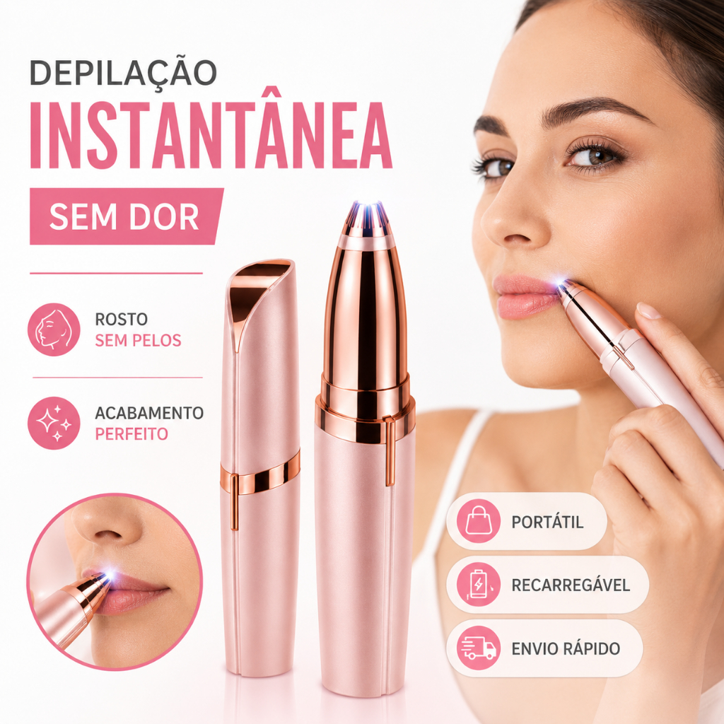 Depilador Elétrico Feminino Facial Caneta Sobrancelha Buço USB Removedor de Pelos