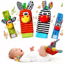 Kit Meias E Pulseiras Com Chocalhos Sozzy Criança Brinquedo Coordenação Motora - Envio em 24 Hrs