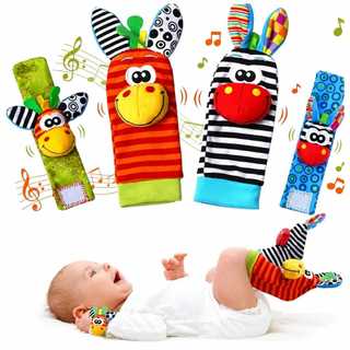 Kit Meias E Pulseiras Com Chocalhos Sozzy Criança Brinquedo Coordenação Motora - Envio em 24 Hrs