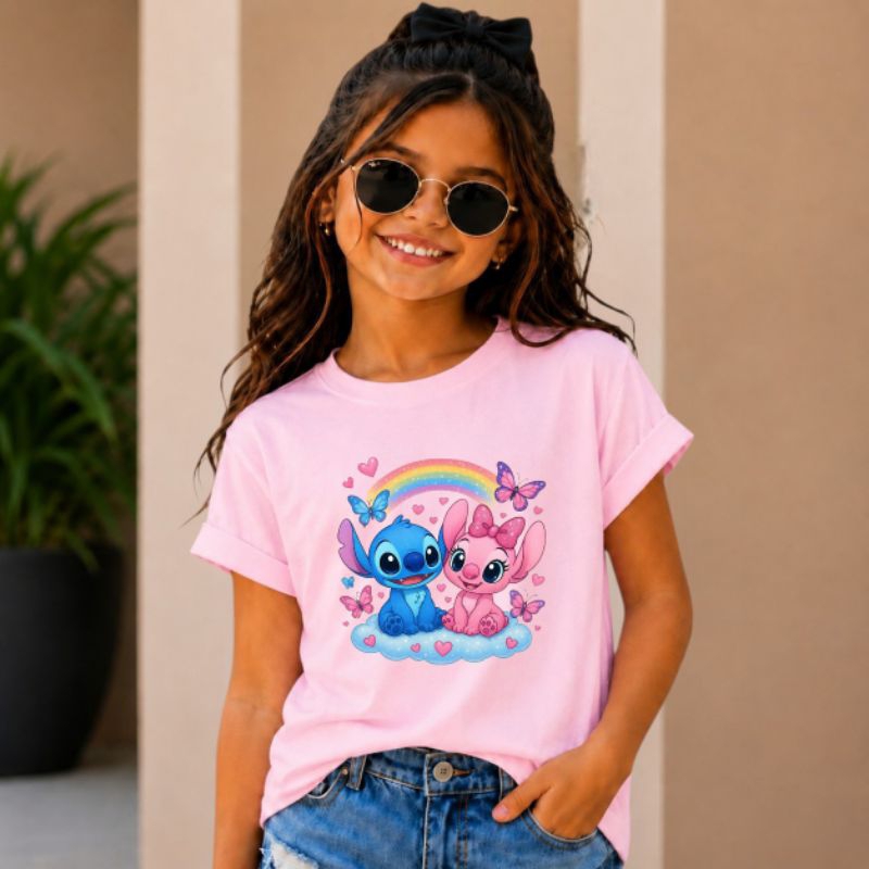 Camiseta Camisa Blusa infantil Lilo Stitch menina 100% algodao Tamanho 2 4 6 8 10 12 14