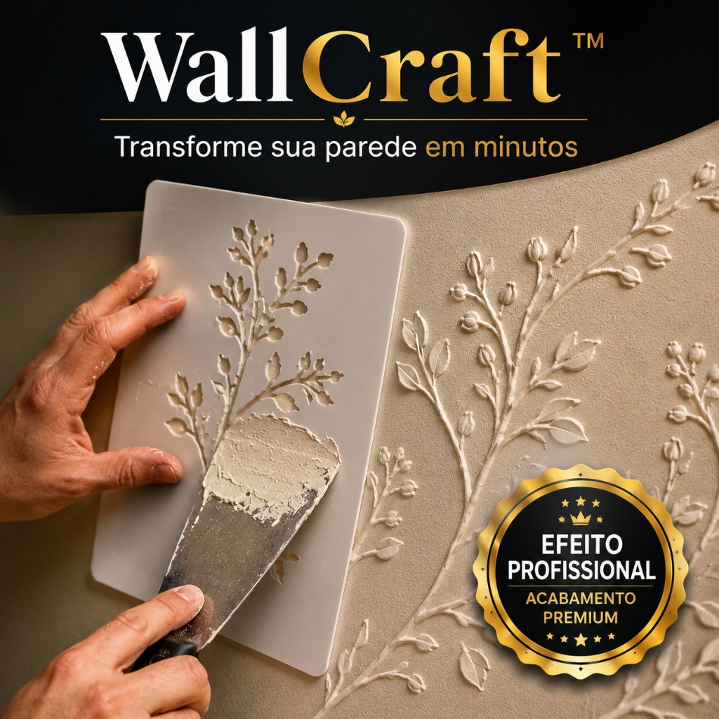 Stencil Parede 3D Reutilizável WallCraftTM | Molde Decorativo para Massa Corrida e Pintura | Efeito Profissional