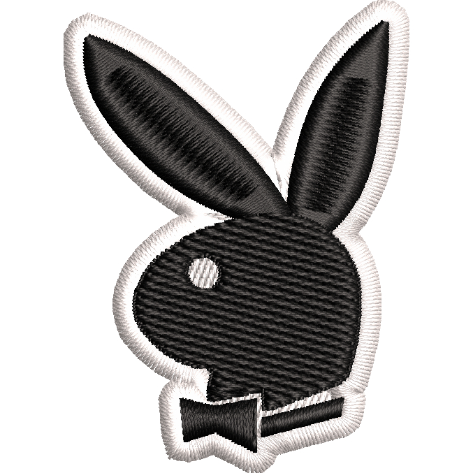 Patch Bordado Coelho Playboy 5,5cm Liso ou Termocolante Pronta Entrega