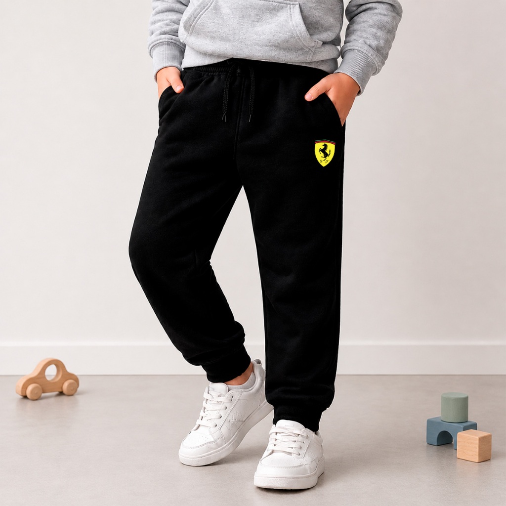 Calça Moletom Carro Ferrari F1 Corrida Peluciado Infantil Escola Passeio Inverno Premium Agasalho Unissex Menino Menina