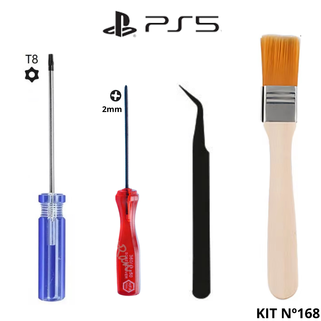 Kit Ferramentas Para Abrir Ps5: Chave Torx T8 Com Furo + Phillips 2mm + Pinça + Pincel