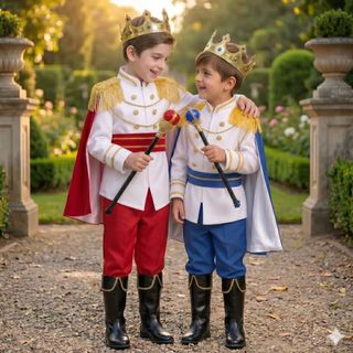 Fantasia de Príncipe Infantil Premium Rei Realeza Cosplay Festa Aniversário Coroa Cetro Cinto Capa