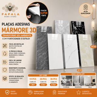 Kit 10/20/30 Pcs Placas Adesivas Marmore Parede Autocolante 3D Porcelanato 30x60 Cobre 1.…