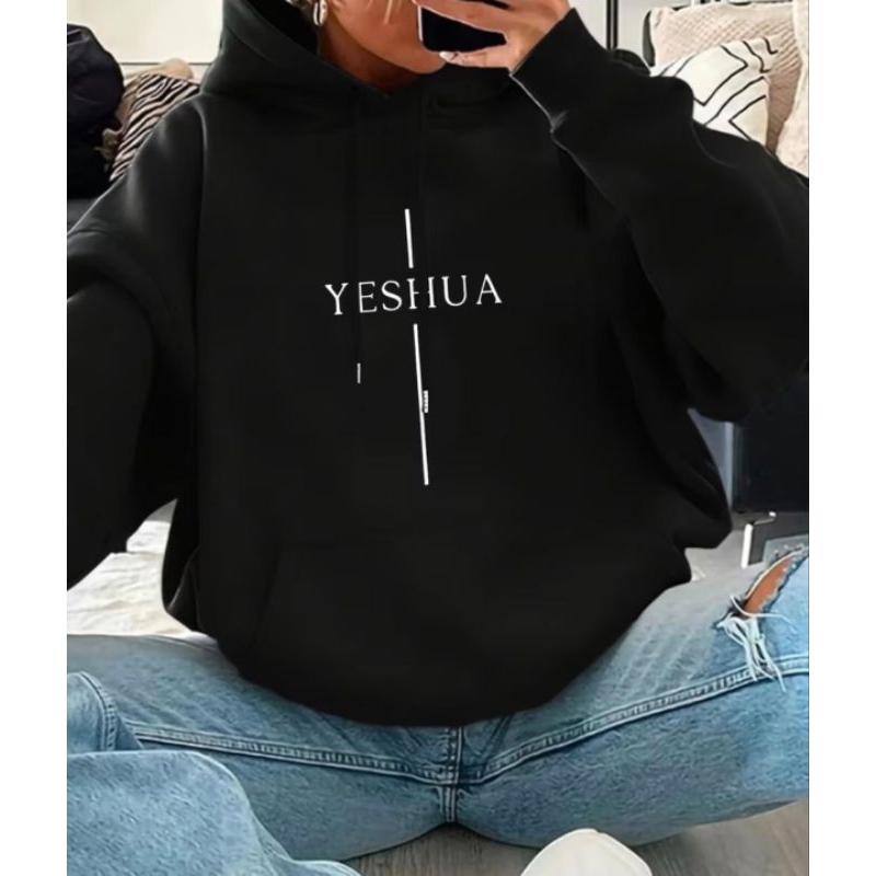 Blusa Moletom com Capuz Yeshua Moletom Canguru Jesus Salvador