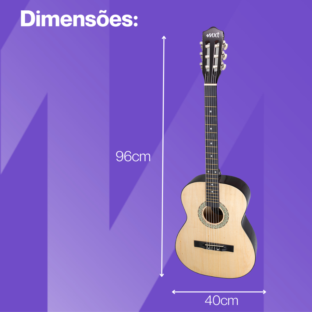 Violão Acústico MXT 39C-NT 39 Pol Natural 6 Cordas Nylon Corpo Tília Tensor Ajustável 20 Trastes Envernizado — imagem 2 de 2