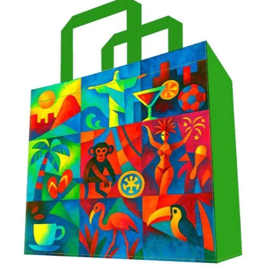 kit 5 Sacolas De Ráfia Ecológica Retornável Ecobag suporta 13 kg — imagem 2 de 2