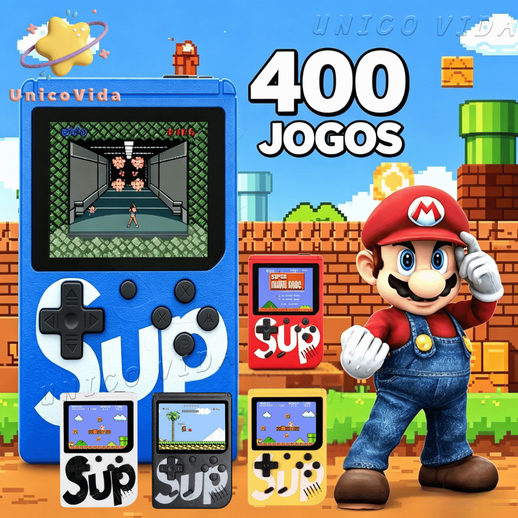 Mini Vídeo Game Nintendo Vídeo Portátil 400 Jogos Sup Retrô Clássicos | UnicoVida