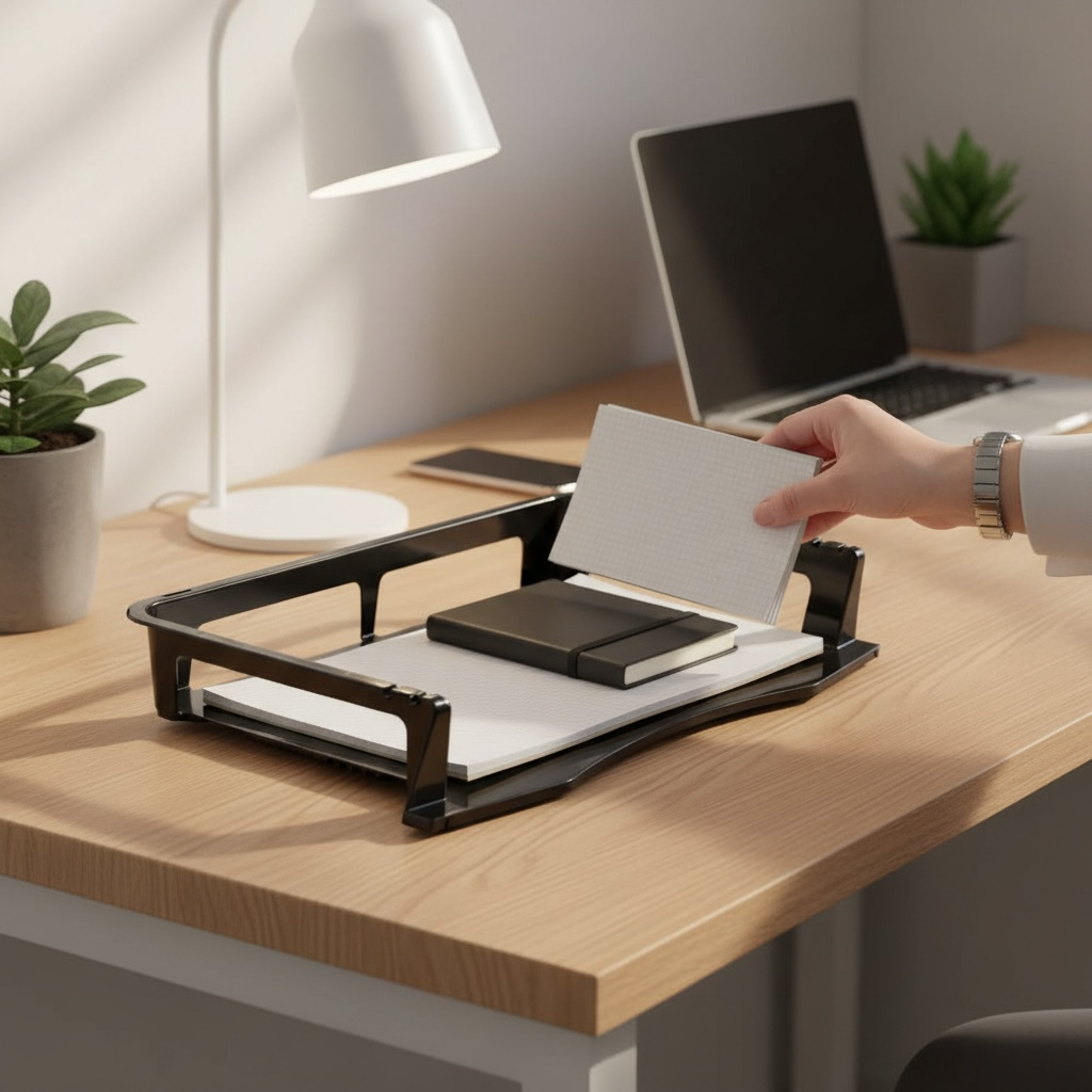 Organizador de mesa para papeis e documentos suporte notebook HORIZONTAL empilhavel Maxcril preto