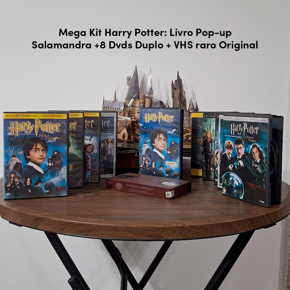 Mega Kit Harry Potter: Livro Pop-up Salamandra +8 Dvds Duplo + VHS Original