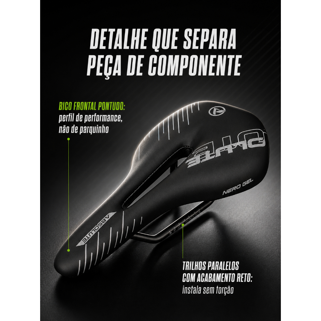 Banco Selim Absolute Nero Gel Vazado Confortavel Esportivo Mtb/Speed