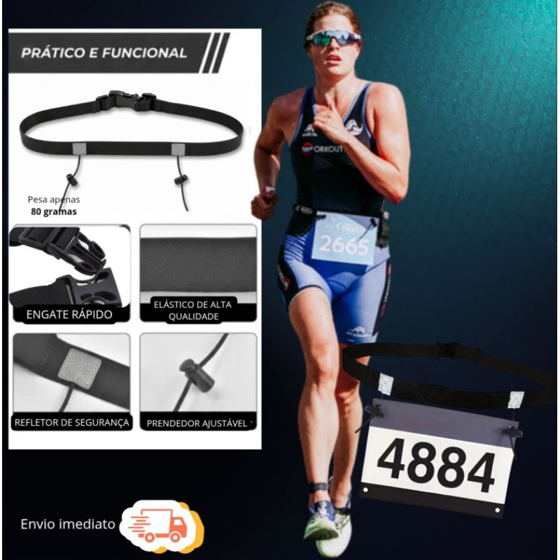 Cinto Porta Número Esportivo | Corrida, Ciclismo e Triathlon /Fixa número confortável em material elástico.