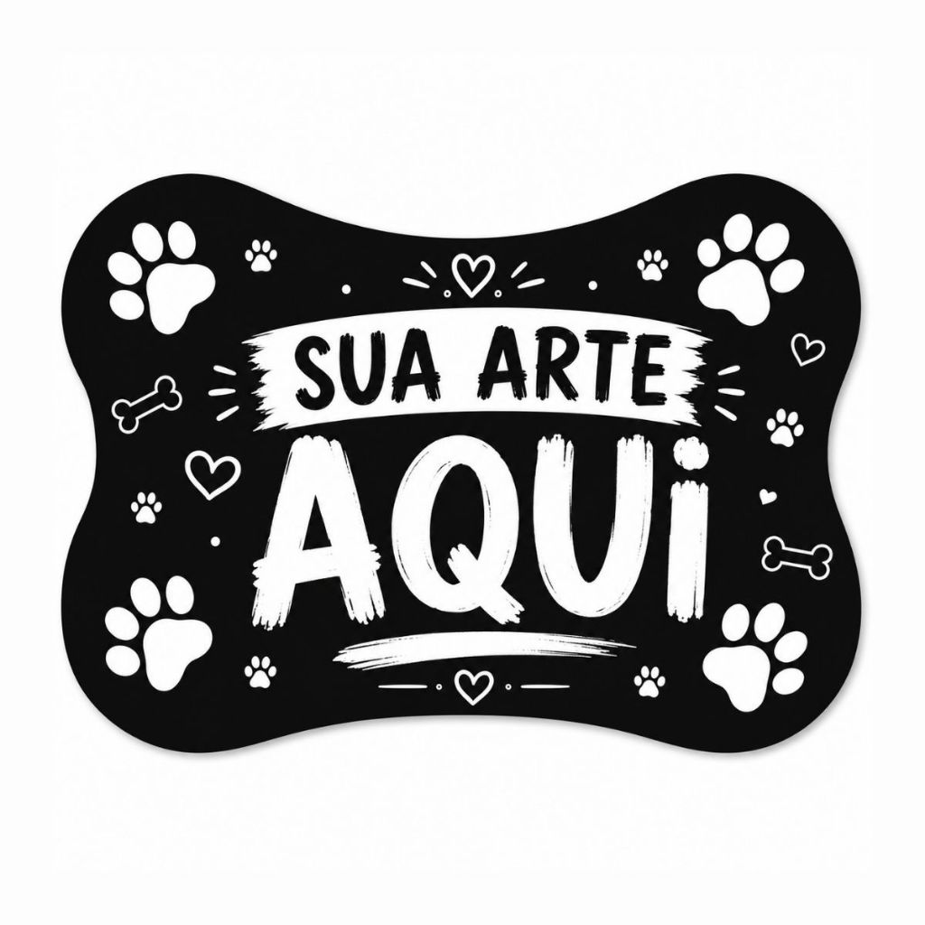 Tapete Pet Osso Personalizado para Comedouro Decorativo 46x30 Antiderrapante