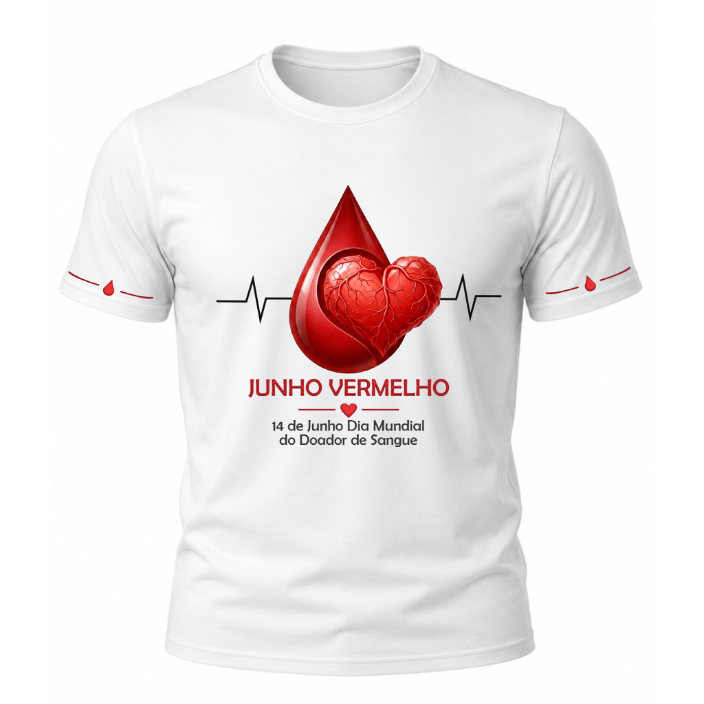 Camiseta Junho Vermelho Blusa Campanha Doação de Sangue Camisa Doe Sangue