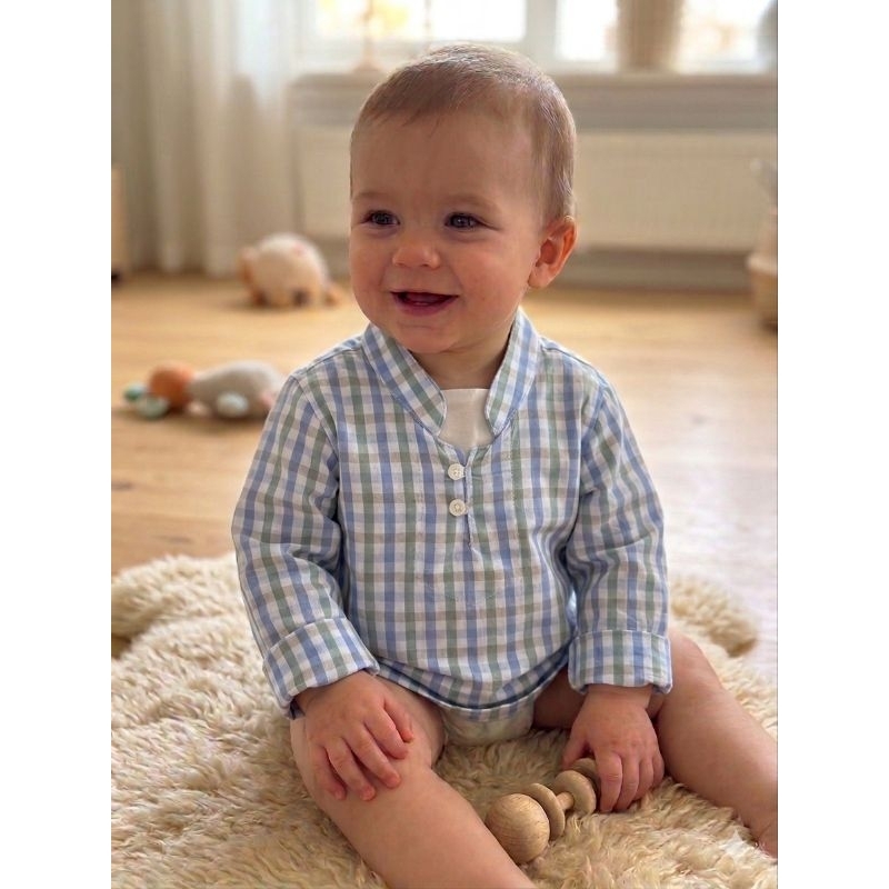 Camisa Bata Xadrez Gola Padre Manga Longa Infantil Alfa Baby 402 P M G