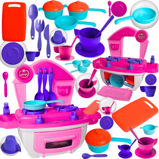 Kit Cozinha Brinquedo Infantil Fogão Forno Panelinhas Xícaras Acessórios Faz de Conta
