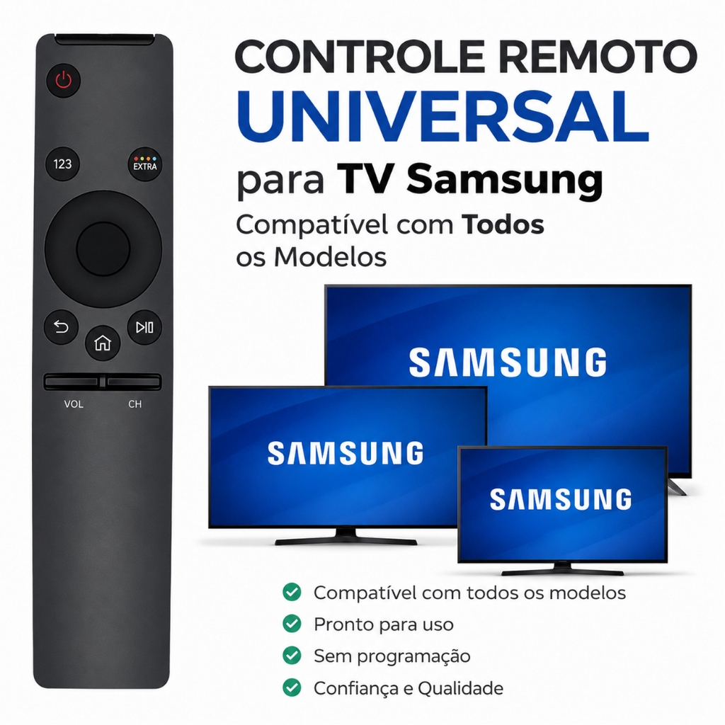 Controle para TV Samsung Smart Universal Compatível 4k Ultra HD Alta Qualidade LED LCD