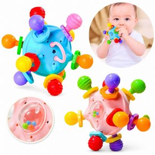Mordedor Chocalho para Bebê Bola Sensorial em Silicone Nenem