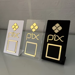 Placa Pix QR Code de Mesa com Base em Acrílico - Display de Pagamento Pix | Suporte para Balcão PIX