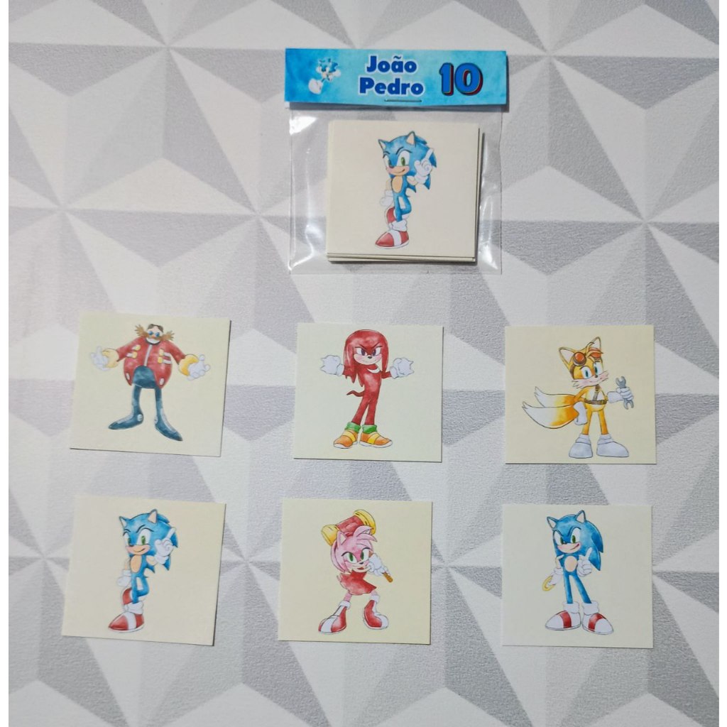 Jogo da Memória Personalizado 6 pares Lembrancinha Festa Aniversário Infantil Personalizados Sonic