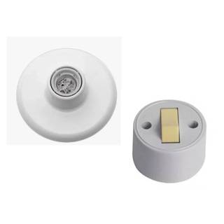 Kit Soquete para lâmpada ~Modelo Plafon ~ com interruptor externo para madeira e parede ~ fácil instalação