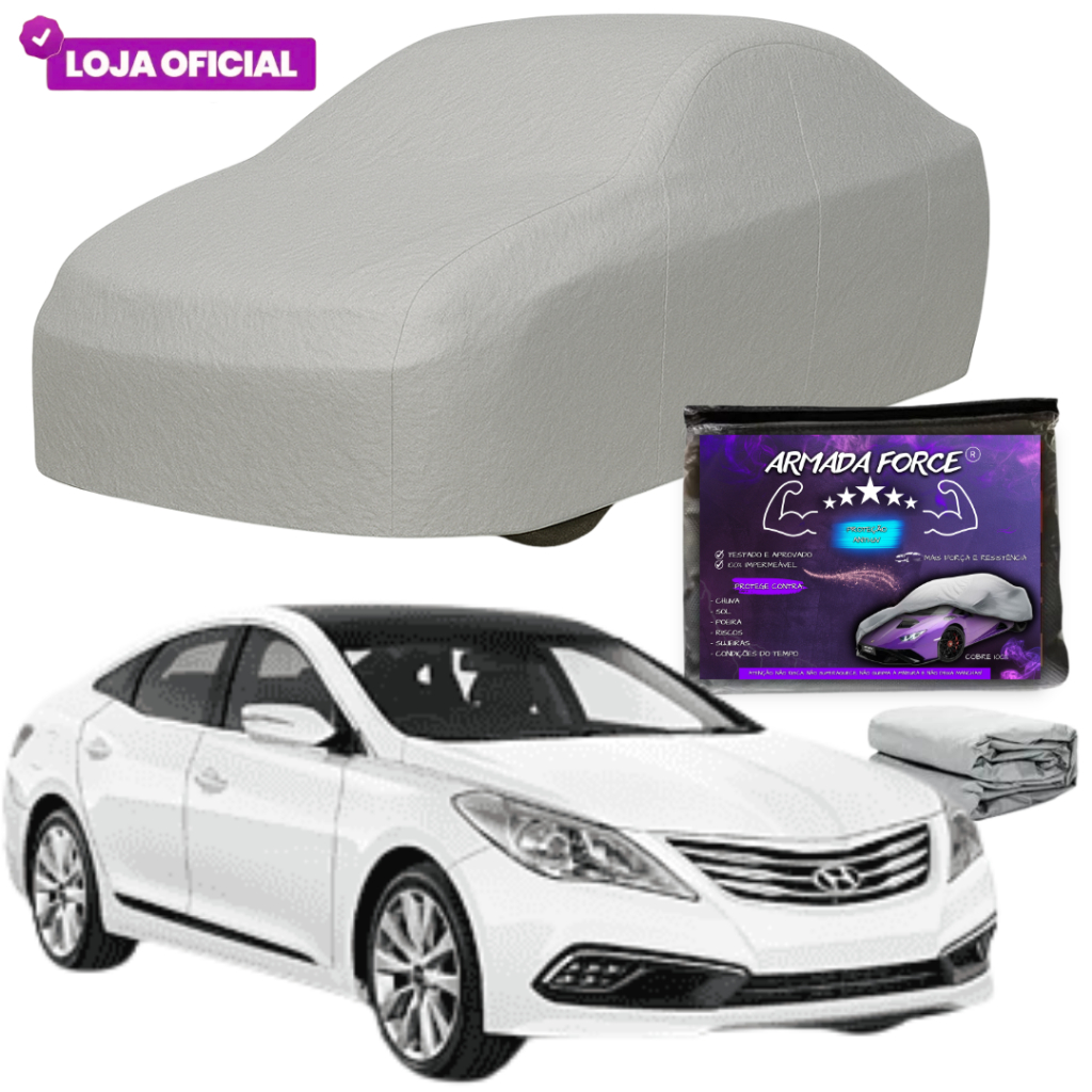 Capa Cobrir Carro Azera ARMADA FORCE Impermeável 100% Sem Forro Protege Sol Chuva Poeira Anti-UV
