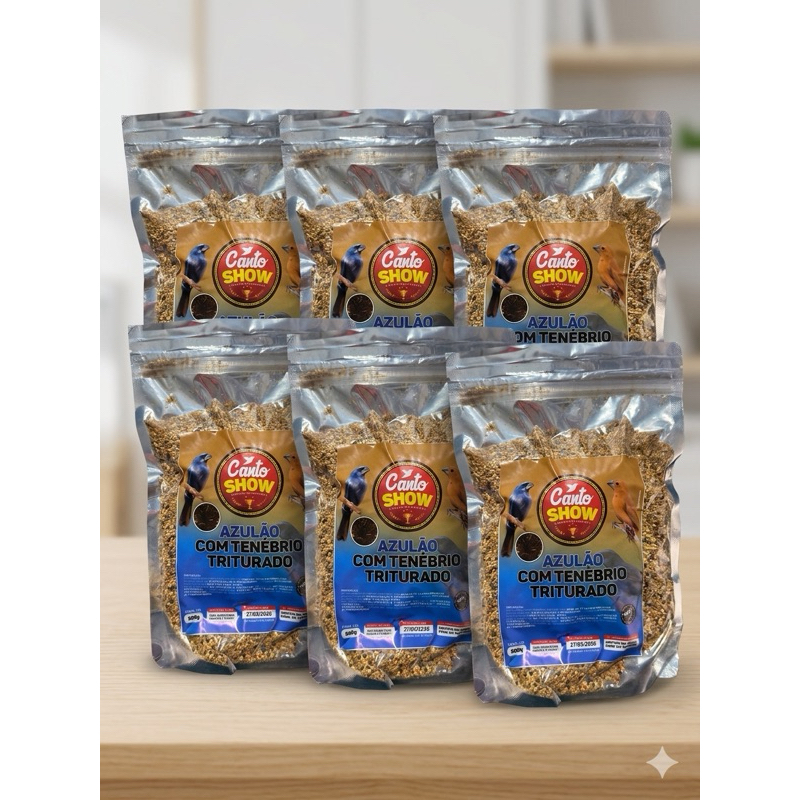 kit azulão com tenebrio  500g 6 unidades