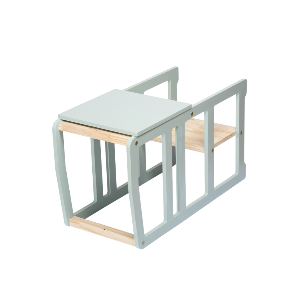 Mesa com cadeira 4em1 Infantil MDF laca Cadeirão Educativo VERDE pintada alimentação