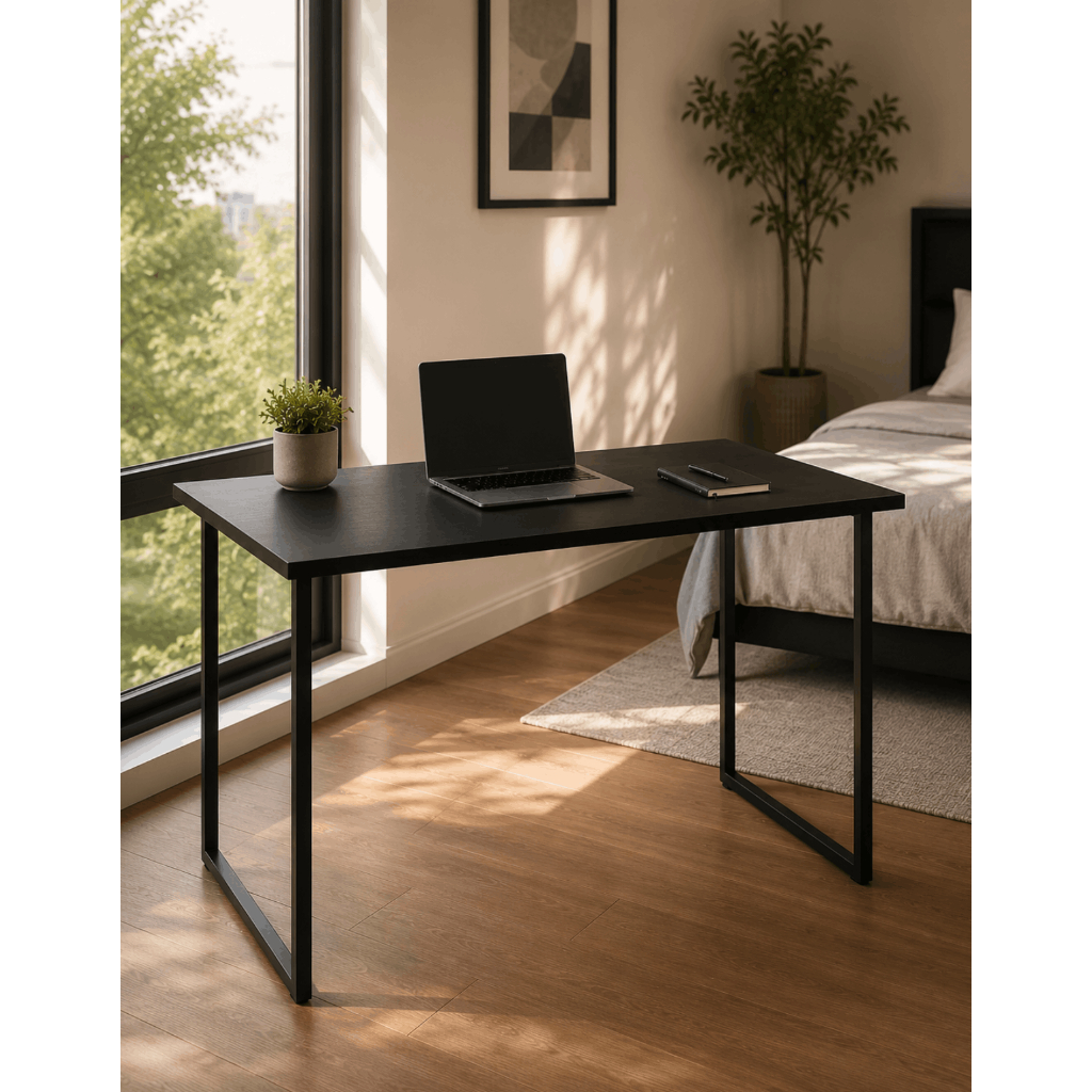 Escrivaninha Pequena 110cm Mesa Estudo Aparador Pés Aço completa