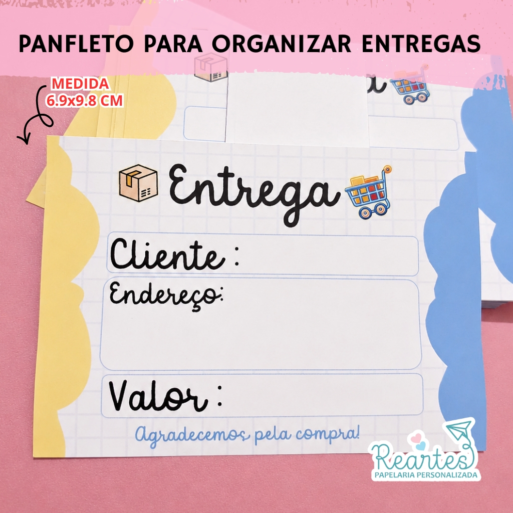 Cartão Cliente para organizar entregas mimo cliente azul com endereço