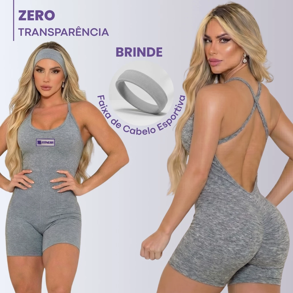 ZERO TRANSPARENCIA Macaquinho Fitness Feminino Empina Bumbum Protecao Solar + Faixa de Cabelo — imagem 1
